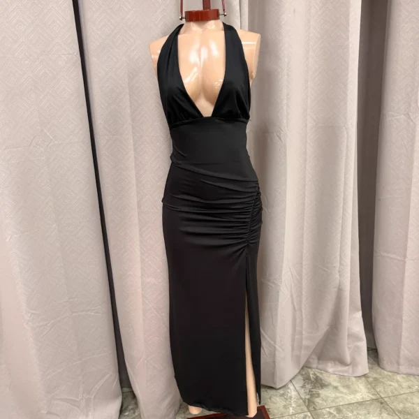 VESTIDO ABERTURA CON FRUNCE