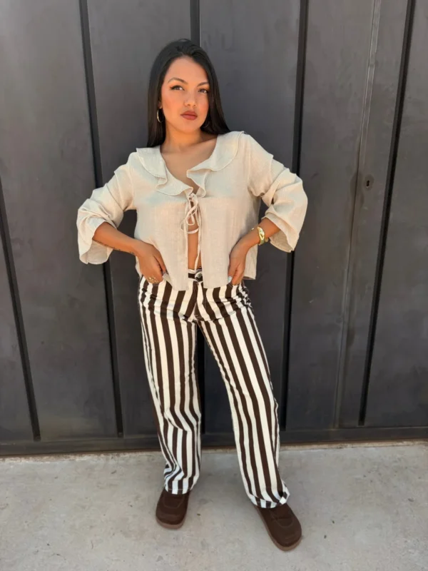 PANTALON RAYAS CELESTE