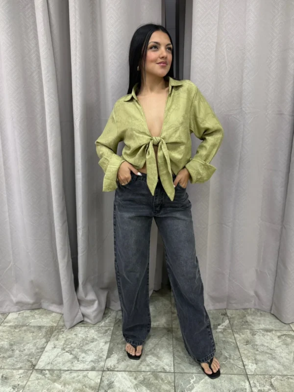 JEANS WIDE LEG GRIS